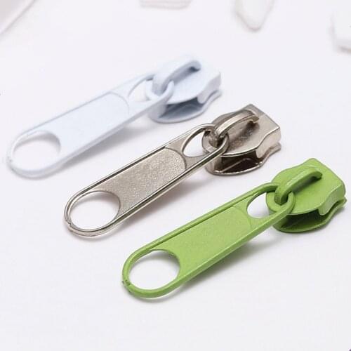 10pcs Replacement Zipper Slider Universal Instant Sewing Clothes Repair Kit Luggage Pull Slider Teeth 4 Colors Nylon Fix Zipper