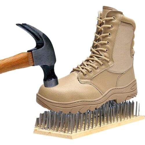 Tactical boots Men Steel Toe Cap Anti-smash Puncture resistant Sole Safety Shoes Outdoor Army Camping Hiking Trekking sport Shoe