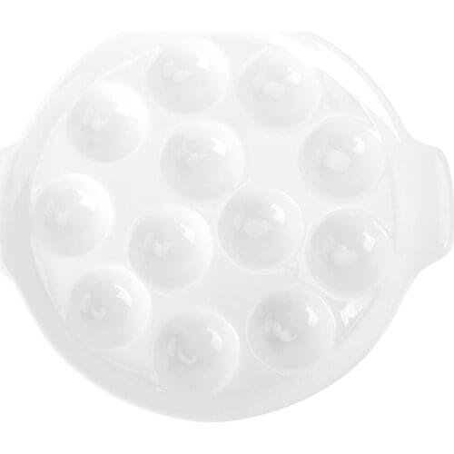 1Pc Escargots Baking Plate Baking Dish Ceramic Snail Dish Storage Plate (White)