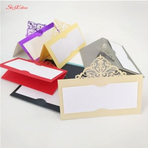 10/50/100Pcs Laser Cut Table Card Flower Decoupage Wedding Place Name Cards for Party Decoration Wedding Event seat cards 6Z