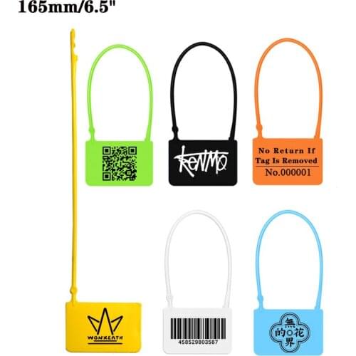 100Pcs Customized Brand Garment Labels Tag Padlock Plastic Security Seals Zip Ties for Clothes Shoes Bags New 165mm/6.5"