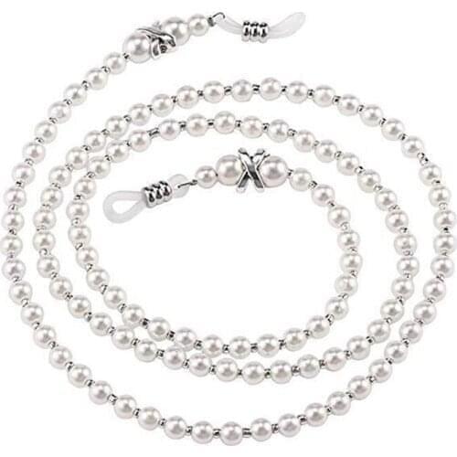 1PC Pearl Glasses Non Slip Rope Tether Neck Fashion White Handmade Pearl Reading Glasses Men And Women Pearls