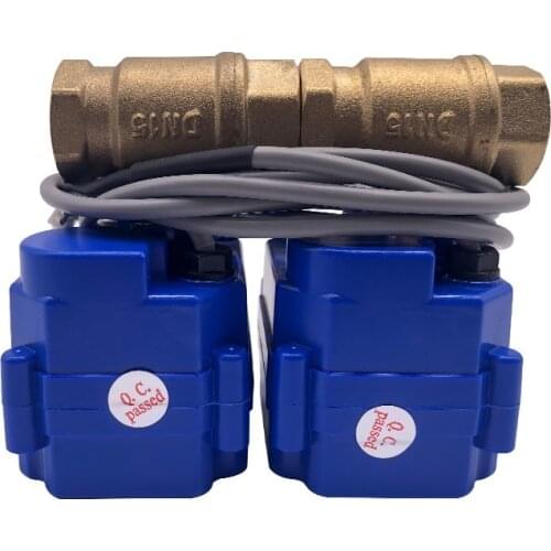 2pcs 1/2"(DN15) 3/4"(DN20) 1"(DN25) BSP NPT Brass Motorized Ball Valves for WLD-808 Home Smart Water Leak Detection Sensor Alarm