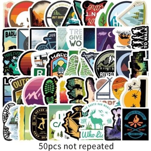 50Pcs Travel Outdoor Graffiti Stickers Adventure Waterproof for DIY Luggage Laptop Skateboard Car Motorcycle Bicycle