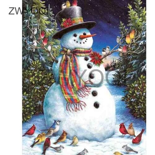 Full Square Diamond embroidery Cross stitch Snowman bird tree 5DDIY Diamond painting Full Round Diamond mosaic Snowman bird tree