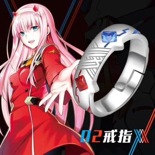Anime Darling in the Franxx 02 Zero Two Ring Silver Adjustable Ring Halloween Cosplay 925 Silver ring Christmas Gift