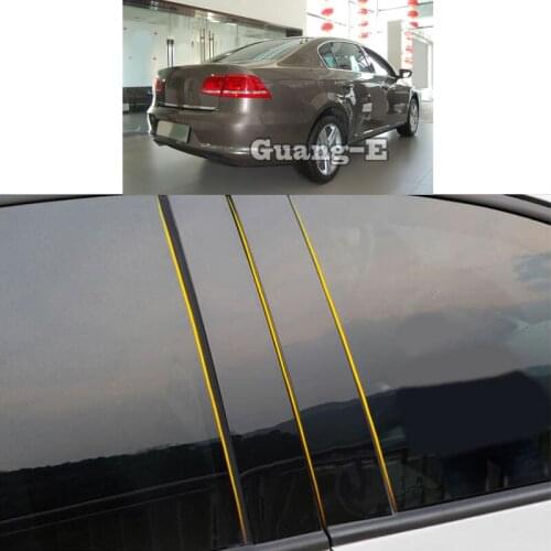 Car PC Material Pillar Post Cover Door Trim Window Piano Black Molding Sticker Plate For VW Volkswagen Magotan Passat 2011-2016