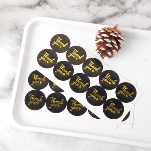 Free shipping 1000pcs High-end black round hot stamping Thank You sealing sticker for Thanksgiving day Christmas