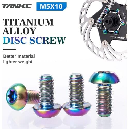 TANKE 12pcs M5X10mm Disc Brake Rotor Fixing Bolts Mountain Road Bike TC4 Titanium Disc Screws bicycle parts riding accessories