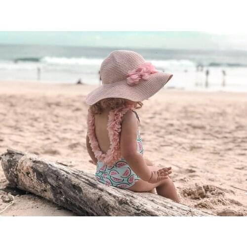 Summer Cute Toddler Infant Baby Girls Watermelon Print One-Piece Suits Swimsuit Swimwear Swimming Backless Floral Bikini Suit