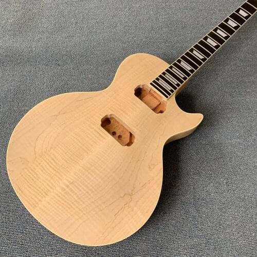 Electric guitar Natural color raw wood ,cream frets binding,one piece body and neck mahogany wood,no parts,be customized