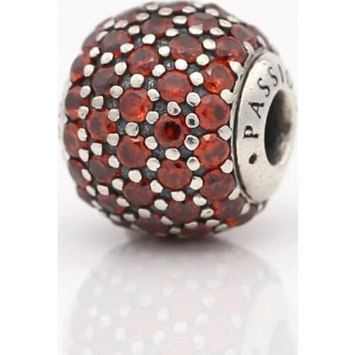 Essence Bead S925 PASSION Charm For Essence Bracelet Bangle Lady Jewelry Gift Small Hole Red CZ