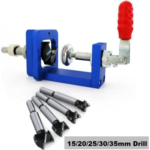 Forstner Bit Wood Cutter with Fixture 15-35MM Concealed Cup Style Hinge Jig Boring Hole Drill Guide Woodworking Puncher Template