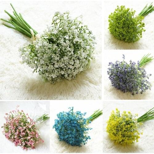 16PCS Artificial Flowers Fake Gypsophila Floral Bouquets Long Plastic Flower Plants For Home Decorative DIY Wedding Party Decor