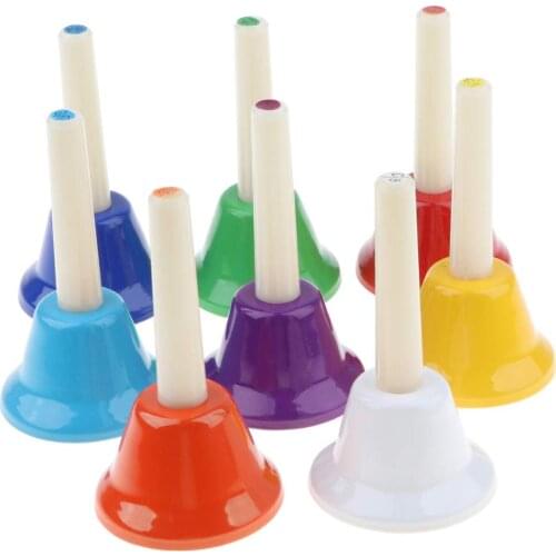 8pcs Colorful Hand Bells Musical Instrument Toy Sensory Development Early Learning Educational Toys for Children Kids Baby