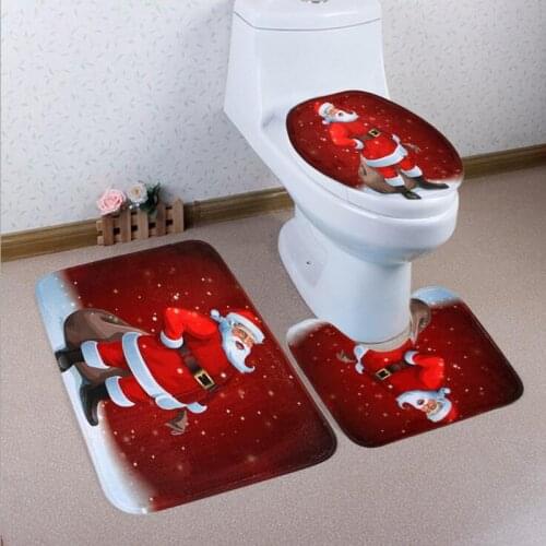Bathroom Mat Toilet Seat Cover WC Mat Carpet Toilet Mat 3pcs/set Toilet Accessories Christmas Decorations For Home BX0518