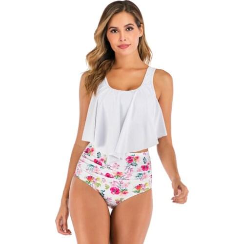Seafanny Lady High Waisted Bikinis Swimsuit Ruffled Floral Two Piece Bathing Suit