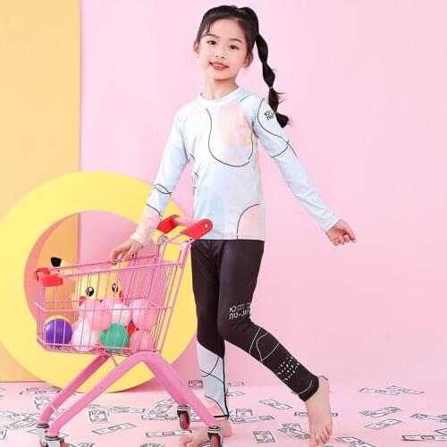 Nujune Rash Guards Kid Swimwear 2pcs Swimsuit Long Sleeve Bodysuit Boys Girls UV50 Bathing Suit Children Beach Surfing Swimwear