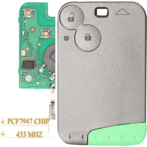 Kutery 2 Buttons Replacement Smart Car Key Fob 433Mhz PCf7947 Chip For Renault Laguna Espace Remote Car Key Control