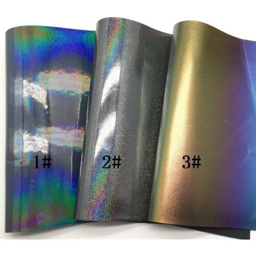 LEOsyntheticoDIY Iridescent Faux Synthetic Leather Fabric Black Vinyl Vinil For DIY Bows Bags Earings 21X29CM R085A