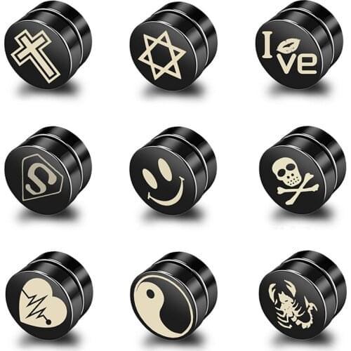 Men Women Magnetic Clip-on Earrings No Pierced Non-piercing Earcuff Ear Clip Earrings Without Piercing Fashion Pop Punk Jewelry