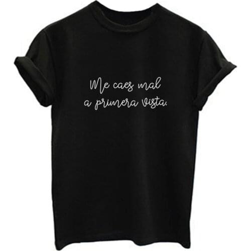 Love Summer Design Tee Shirt Tops Women Short Sleeve O-neck Spanish Letter Print Casual Harajuku Female T-shirts Black Tops