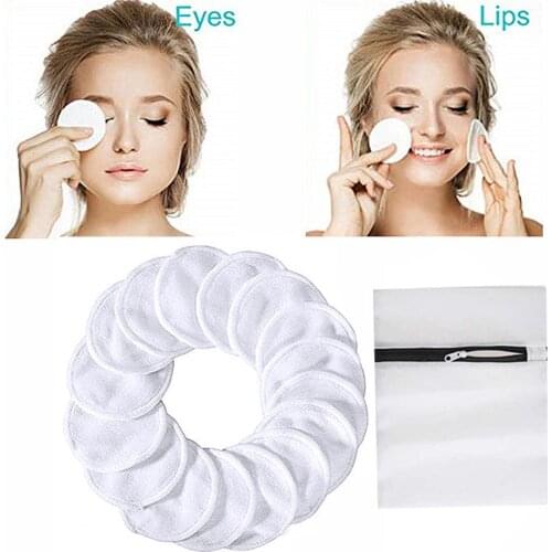 16Pcs 2 Layers Bamboo Fiber Reusable Washable Makeup Remover Pads Face Wipes