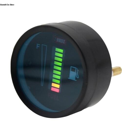 Motorcycle Modified Instrument LED Display Straight Fuel Gauge 12V Green Display 5.2*5.2*2.8cm Black Iron LED Fuel Car Instrumen