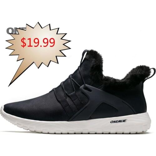 ONEMIX Winter Autumn Shoes For Men Ankle Boot Outdoor Jogging Sneaker Soft Waterproof Leather Warm Men Snow Boots Walking Shoes