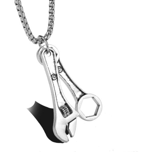 Men Cool Metal stainless steel Spanner Pendant Wrench Necklaces & Pendants Jewelry Mechanic Tool Necklace Collier