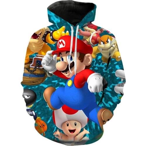 2021 New Game Mario Men Women Children Casual Hoodies 3D Printed Fashion Sweatshirts Pullover Boy Girl Kids Streetwear Coat
