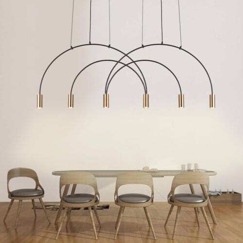 2021 New Simple Line Iron Pendant Lights Creative Arched Home Living Room Kitchen Decoration Indoor Lighting