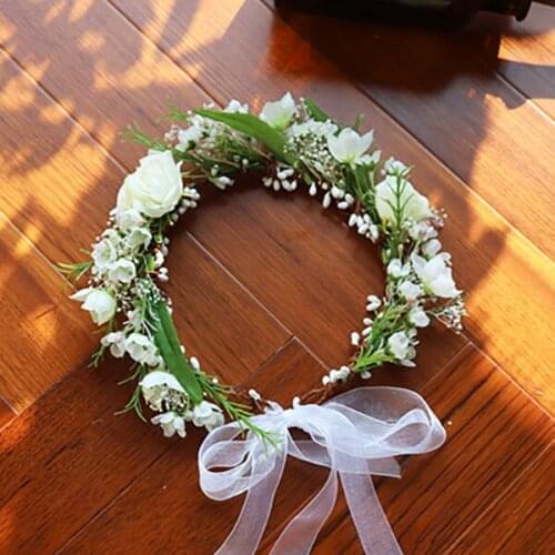 New arrival pink ivory romantic fruit head garland Wreath hairwear bridal girl kid wedding party flower hairbands free shipping