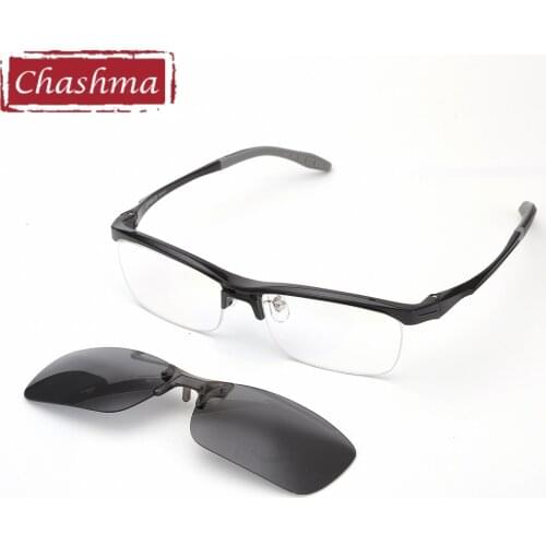 Chashma Brand Top Quality TR 90 Designer Eyewear Fashion Optical Eyeglasses Frames Sport Eyeglasses with Polarized Clips Lenses