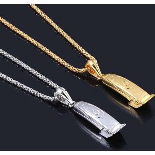 Barber Shop Haircut Shaver Necklaces Hip Hop Hair Dresser Tool Shaver Razor Pendant Necklace For Men Punk Style Jewelry