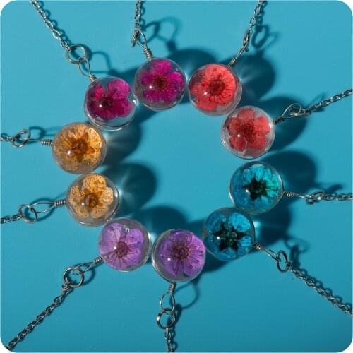 Transparent Glass Eardrop Dried Flower In Glass Ball Earrings Fantasy DIY Ear Lines Dangle Earring For women #BZ111