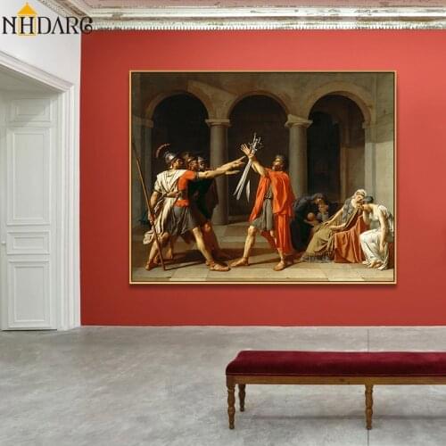 Oath of the Horatii Arts reproduction Jacques Louis David Canvas Print Painting European Palace Classical Renaissance Home Decor
