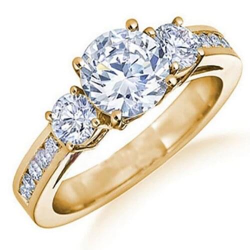 Luxury Jewelry Gold Plating Color Inlaid Crystal Zircon Rhinestone Female Ring for Women Party Wedding Jewelry