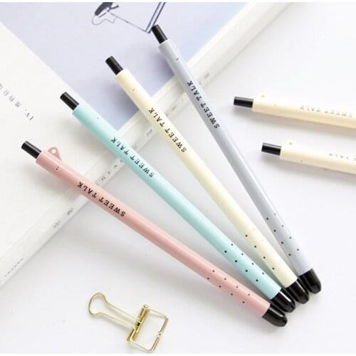 3pcs Fashion fresh press gel pen 0.5mm refillable black pen needle pen student