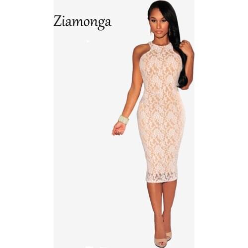 Sexy Women Dress 2019 Vestido De Festa Elegant White Lace Bandage Dress Vetement Femme Knee-Length Midi Bodycon Sexy Dress C1523