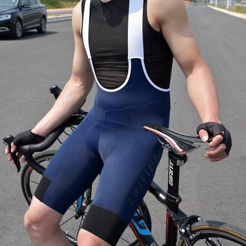Swiftofo Cycling Bib Shorts Summer Pro Lycra Breathable Road Bike Shorts 7-8 Hour Ride Pad MTB Bicycle Navy Blue Asian Size
