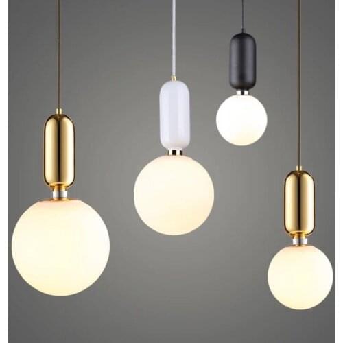 Creative Nordic Parachilna ABALLS Led Pendant Light Plate Metal Milky Frosted Glass Shades Suspension Lamp For Dining ining Room