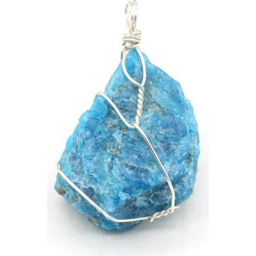 1Pcs High Quality Natural Semi-precious Stone Blue Winding Stone Pendant Charms for Jewelry Making DIY Necklace Accessories