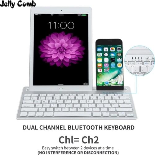Jelly Comb Rechargeable Wireless Bluetooth Keyboard With Mute Keys for Laptop Tablet and Mobile Phone Dual Channel Multi-Device