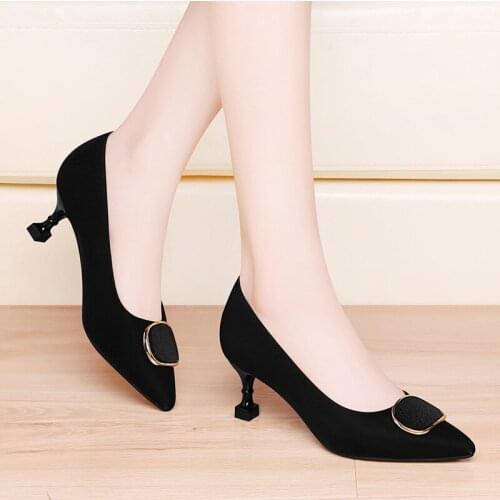 Rhinestone womens shoes 2021 new mid-heel pumps ladies fashion casual shoes catwalk high heels banquet dress shoes Slip-On