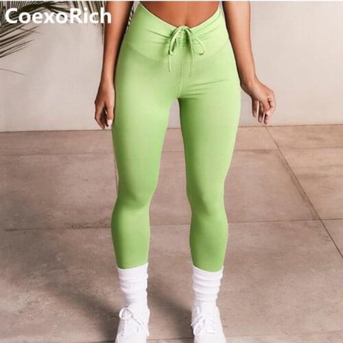 Women Sports Leggings for Fitness Seamless Yoga Pants Tummy Control Drawstring High Waist Gym Workout Tights Tracksuit