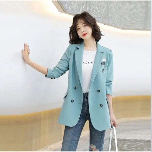 Women Blazer Jacket 2021 New Autumn Long Sleeved Double-Breasted Blazer Plus Size Ladies Business Office Blazer Casual Tops 4XL