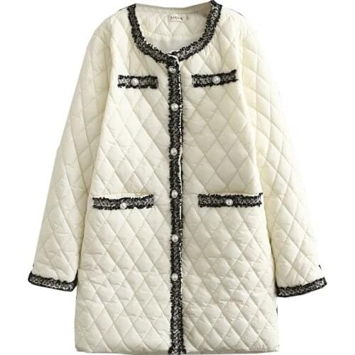 2021 New Oversize Winter Coats For Women Single Breasted Pearl Buttons Parka Long Warm Jacket Plus Size Outerwear Female