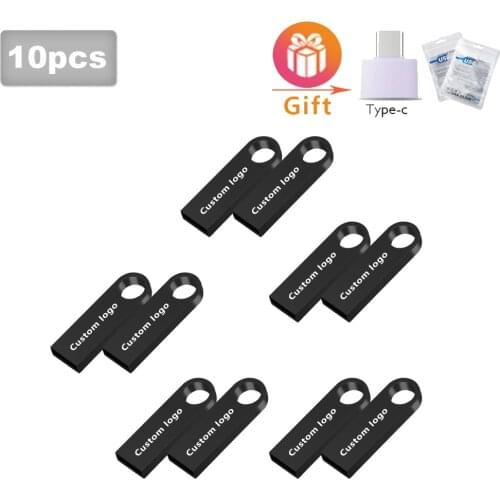 10pcs/lot (free Custom Logo)64gb 32gb 16gb 8gb 4gb Metal Pen Drive Flash Drive Usb 2.0 Memory Stick for Photography Wedding Gift