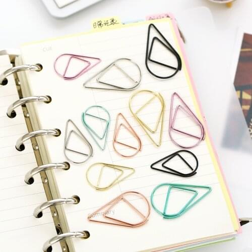 10 pcs/pack Brief Style Waterdrop Shaped Metal Paper Clip Bookmark Stationery School Office Supply Escolar Papelaria